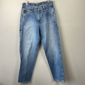 Cinch Cargo Jeans Distressed Light Wash Tapered Straight Leg Cotton Denim 33x36